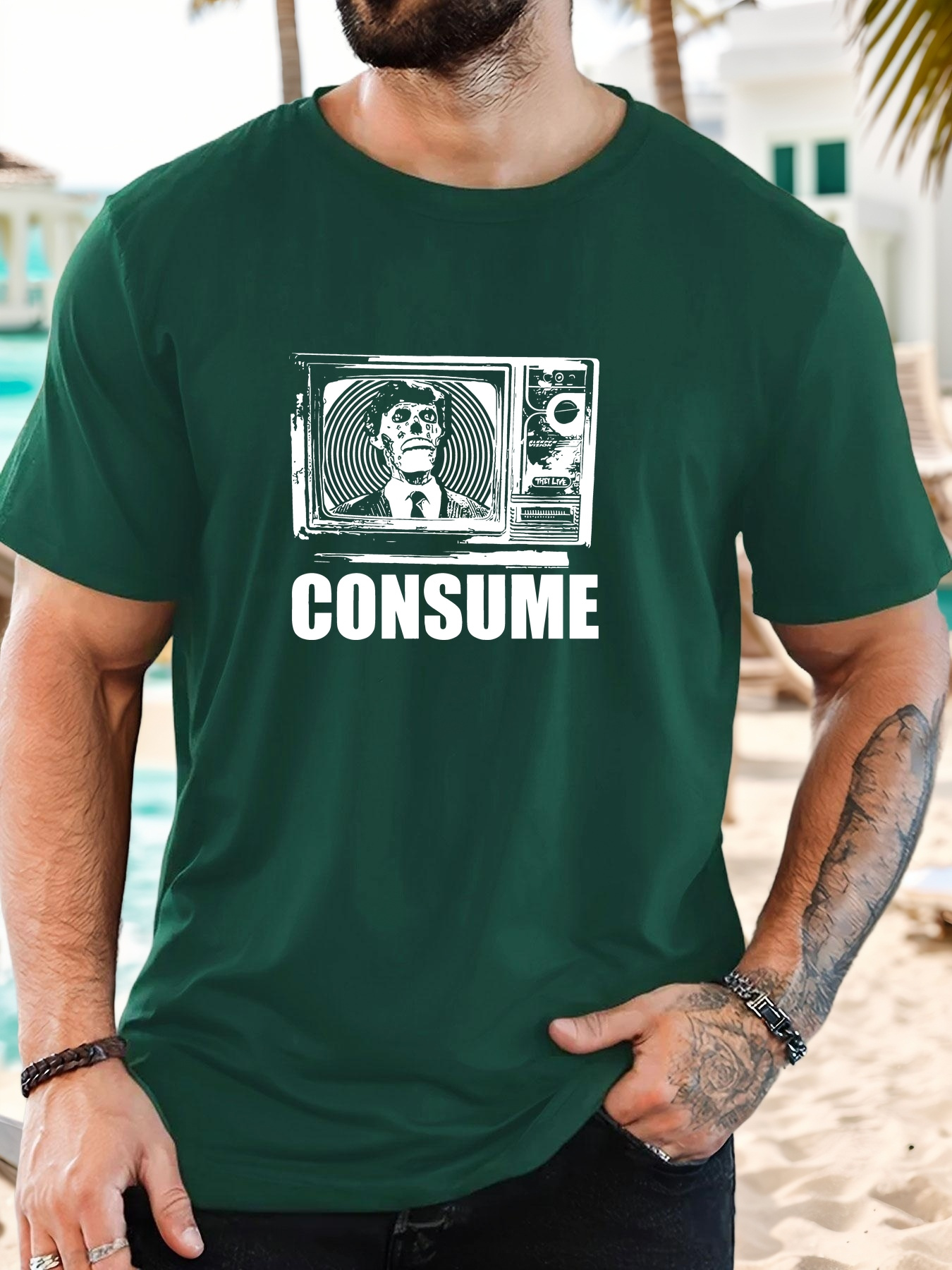Consume T-shirt Graphique Décontracté pour Hommes – Style Vintage Streetwear – Image 8