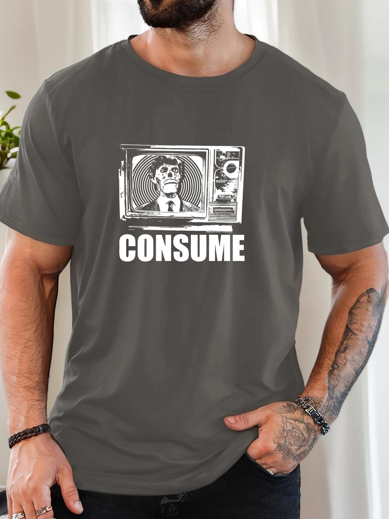 Consume T-shirt Graphique Décontracté pour Hommes – Style Vintage Streetwear – Image 6