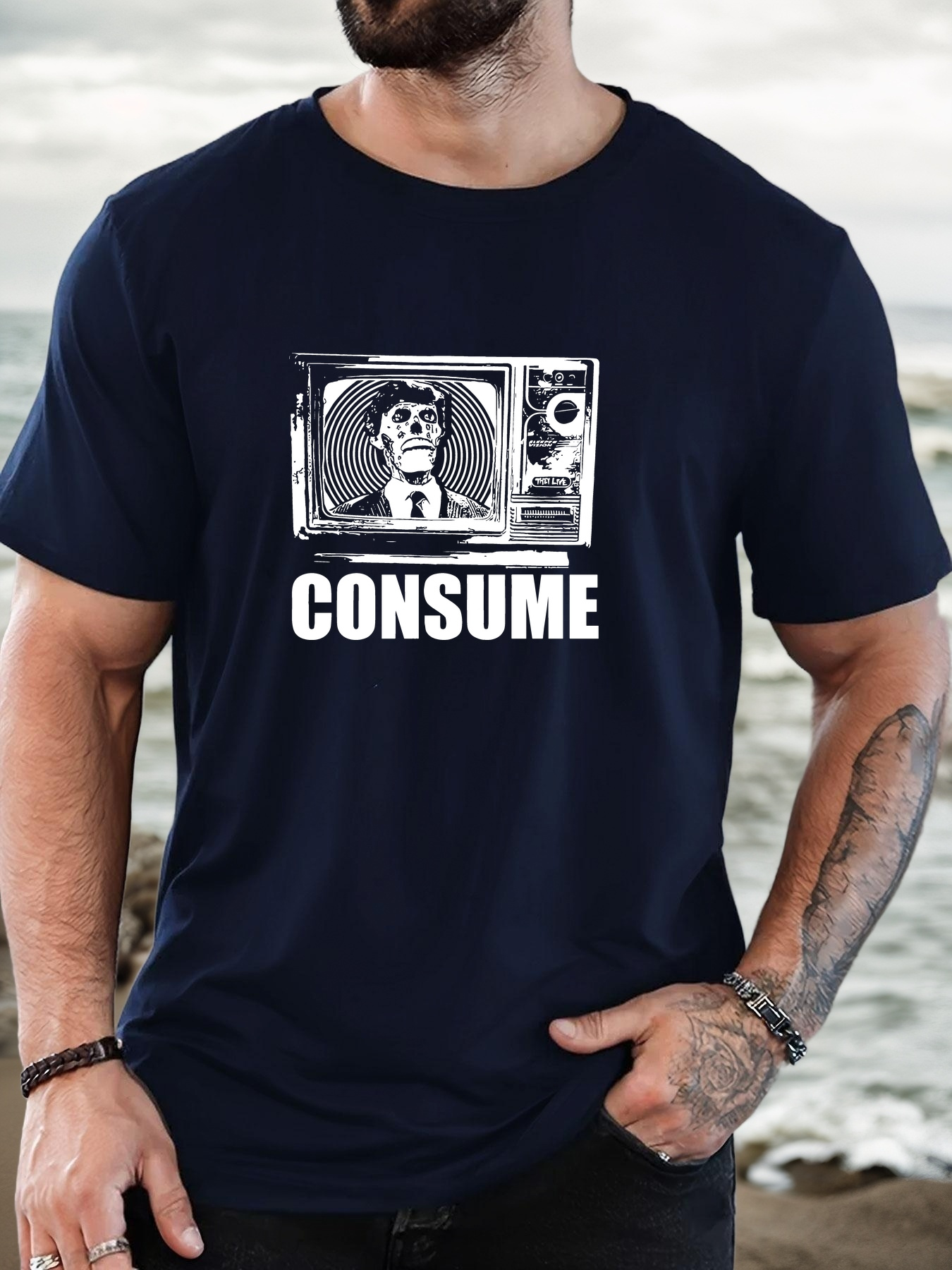 Consume T-shirt Graphique Décontracté pour Hommes – Style Vintage Streetwear – Image 10