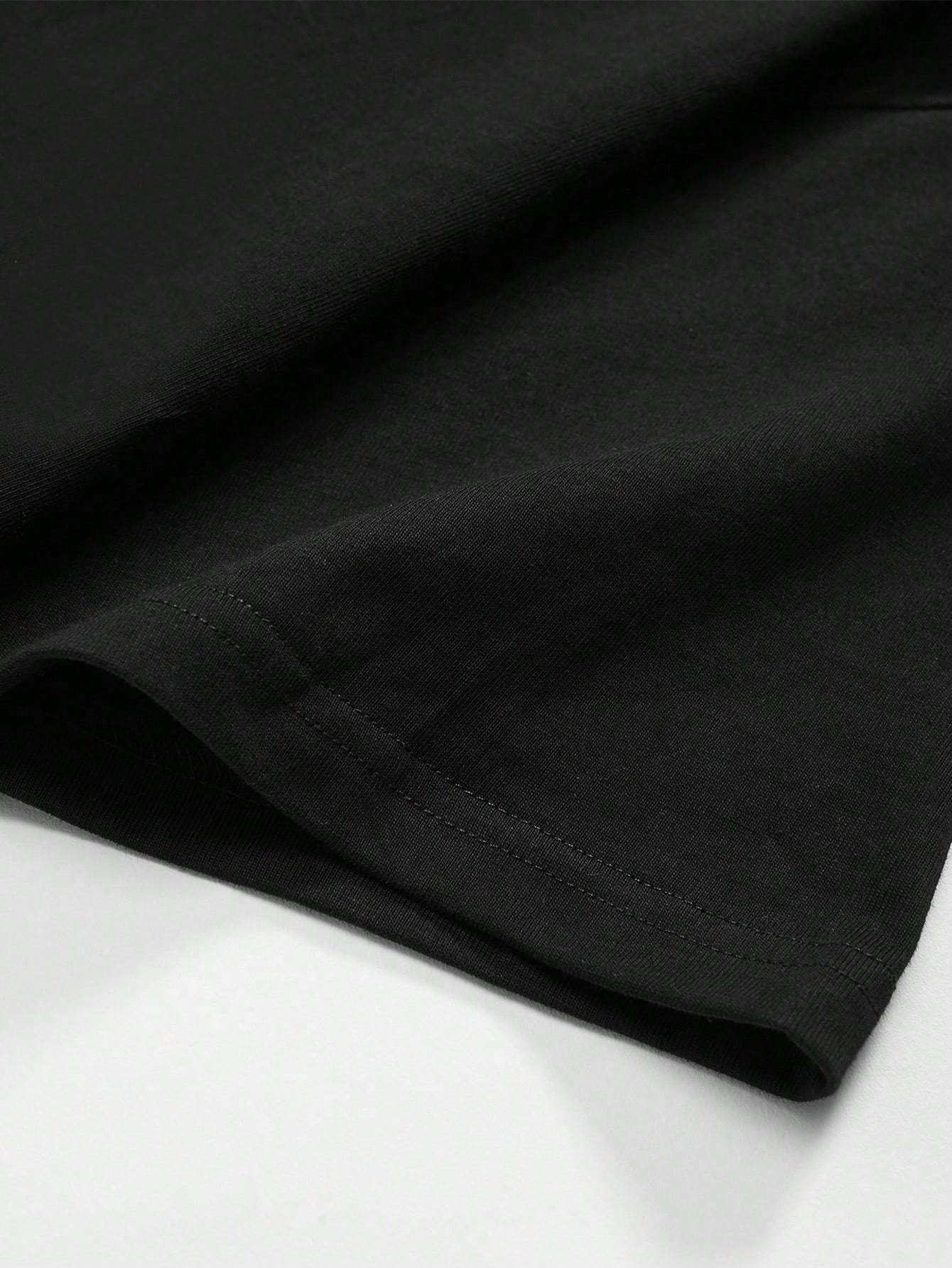 T-shirt noir pour homme avec impression graphique audacieuse "Obey" - Col rond décontracté, manches courtes, tissu tricoté extensible moyen, parfait pour une tenue décontractée, t-shirt de tous les jours | T-shirt graphique audacieux | Tissu extensible moyen – Image 4