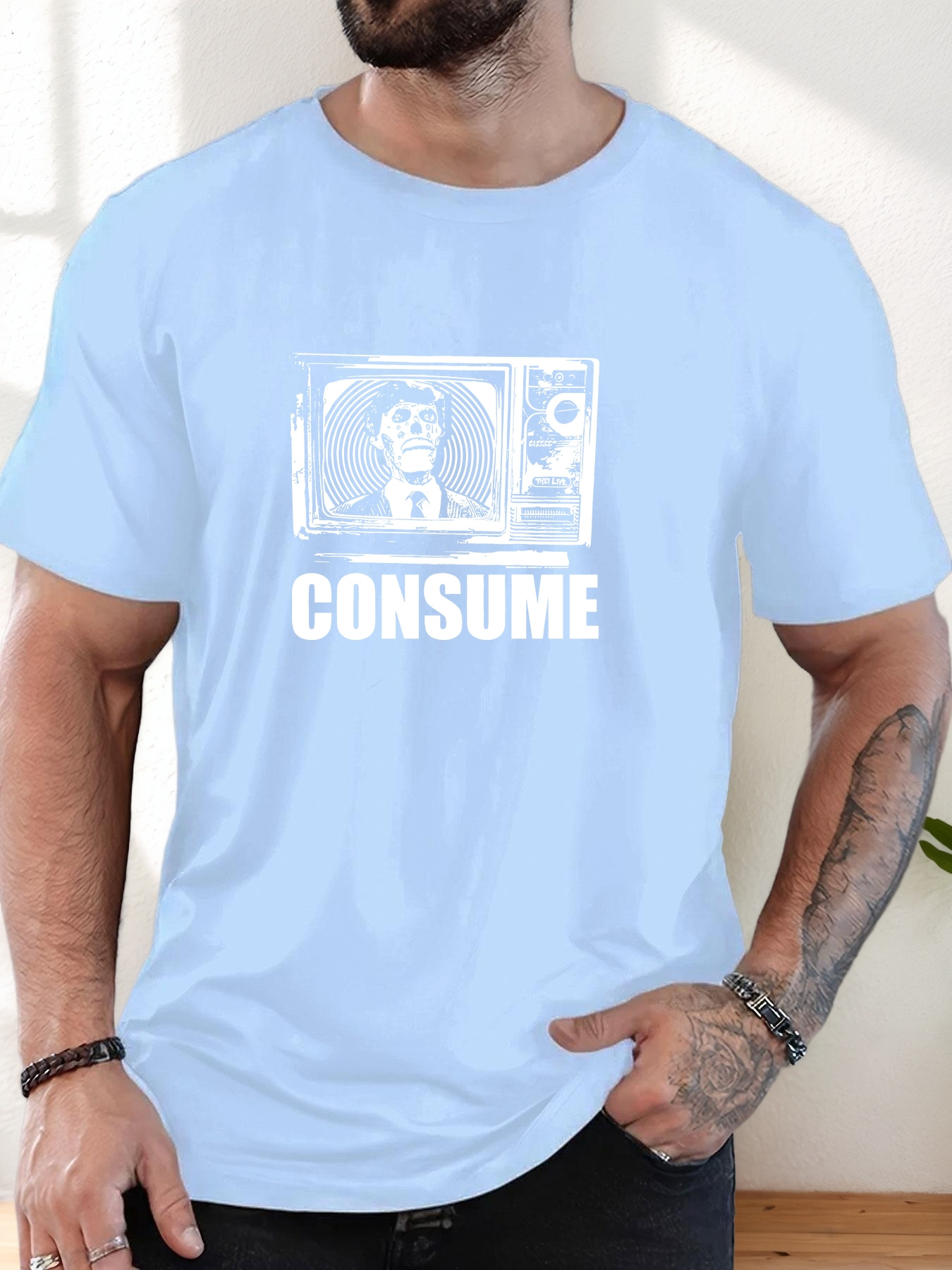 Consume T-shirt Graphique Décontracté pour Hommes – Style Vintage Streetwear – Image 3