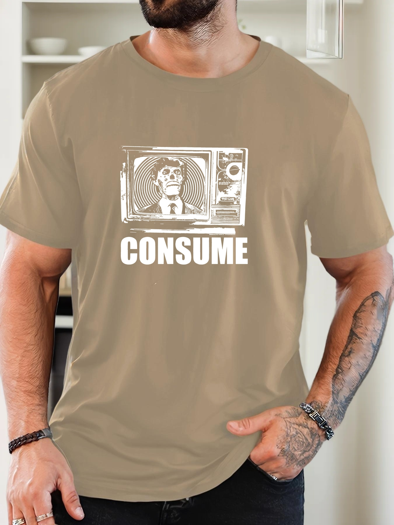 Consume T-shirt Graphique Décontracté pour Hommes – Style Vintage Streetwear – Image 4