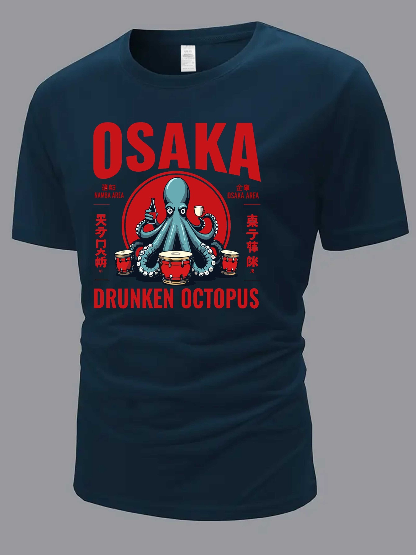 Chemise Homme en Coton Mélangé Blanc avec Imprimé Poulpe Ivre d'Osaka – Mode Décontractée et Tendance