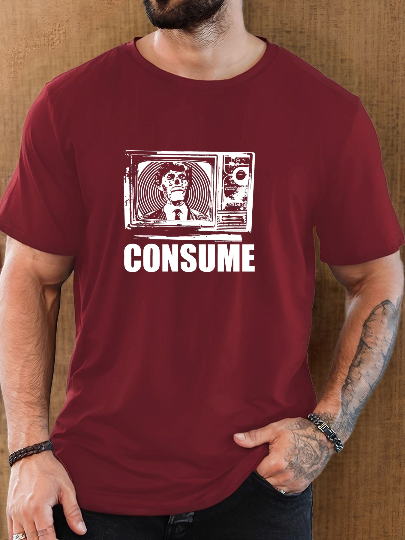 Consume T-shirt Graphique Décontracté pour Hommes – Style Vintage Streetwear – Image 2