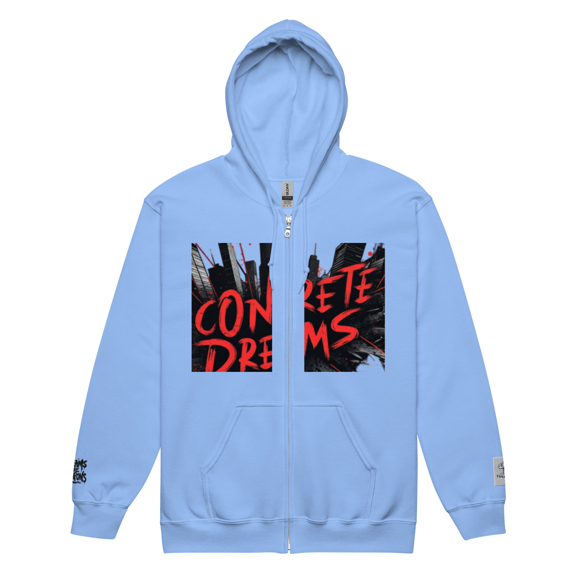 Sweat à capuche épais unisexe à fermeture éclair broderie sur poignet  serie concrete dreams esperenza.shop