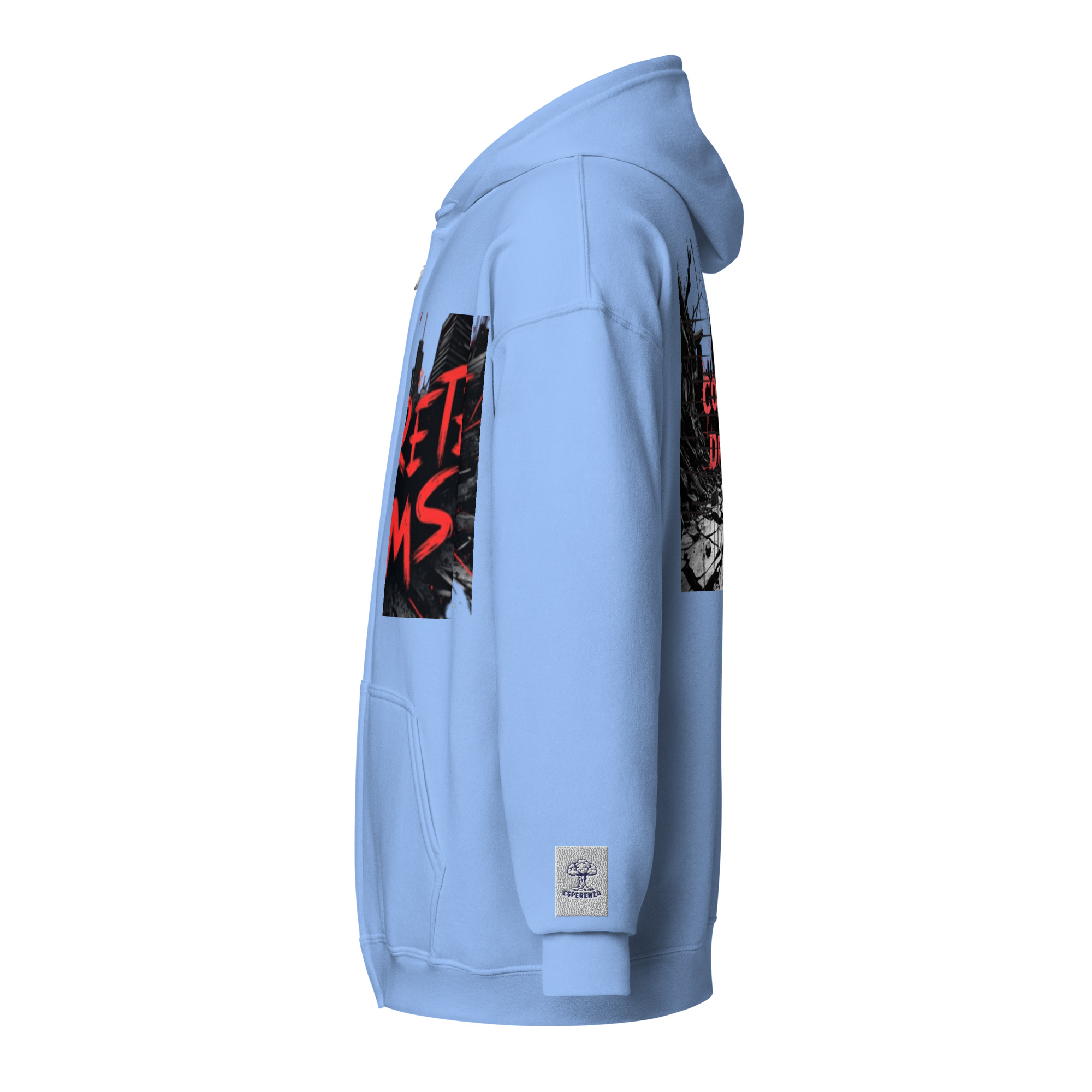 Sweat à capuche épais unisexe à fermeture éclair broderie sur poignet  serie concrete dreams esperenza.shop – Image 3