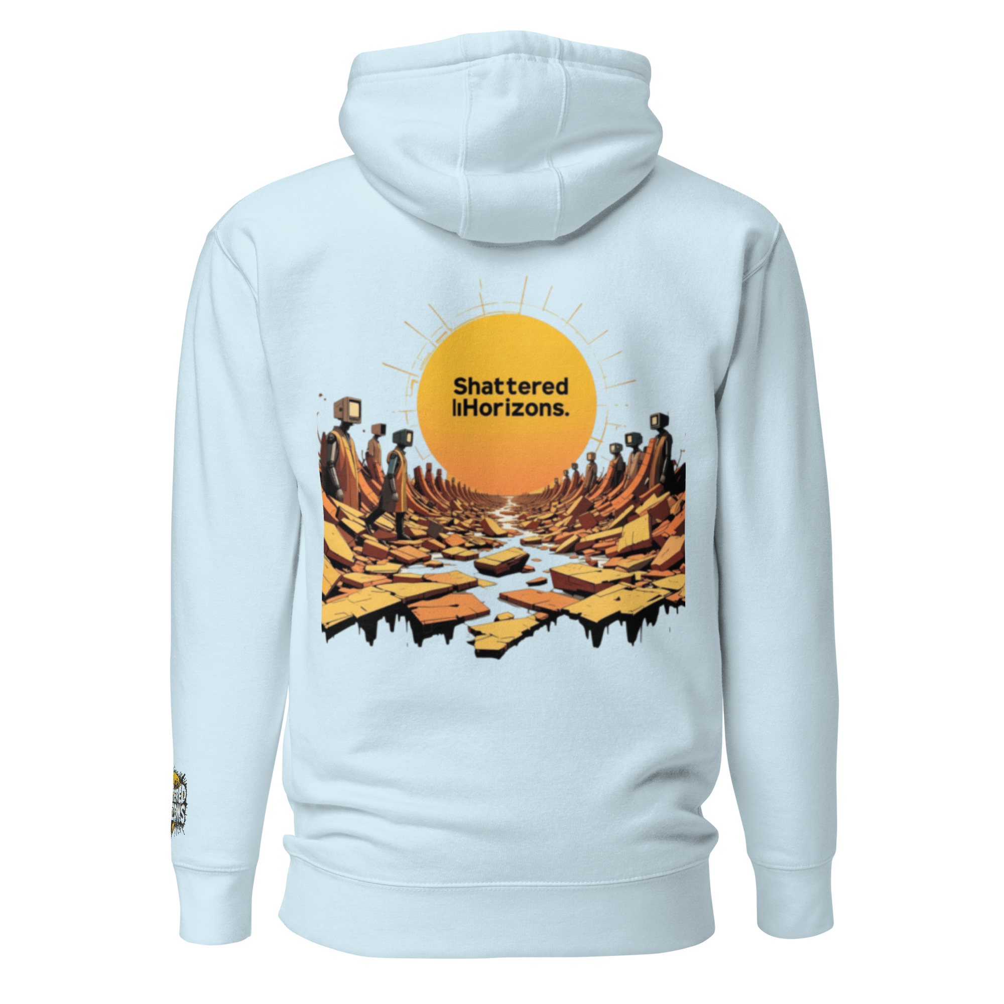 Sweat à capuche blanc Shattered Horizons – Streetwear minimaliste – Image 6