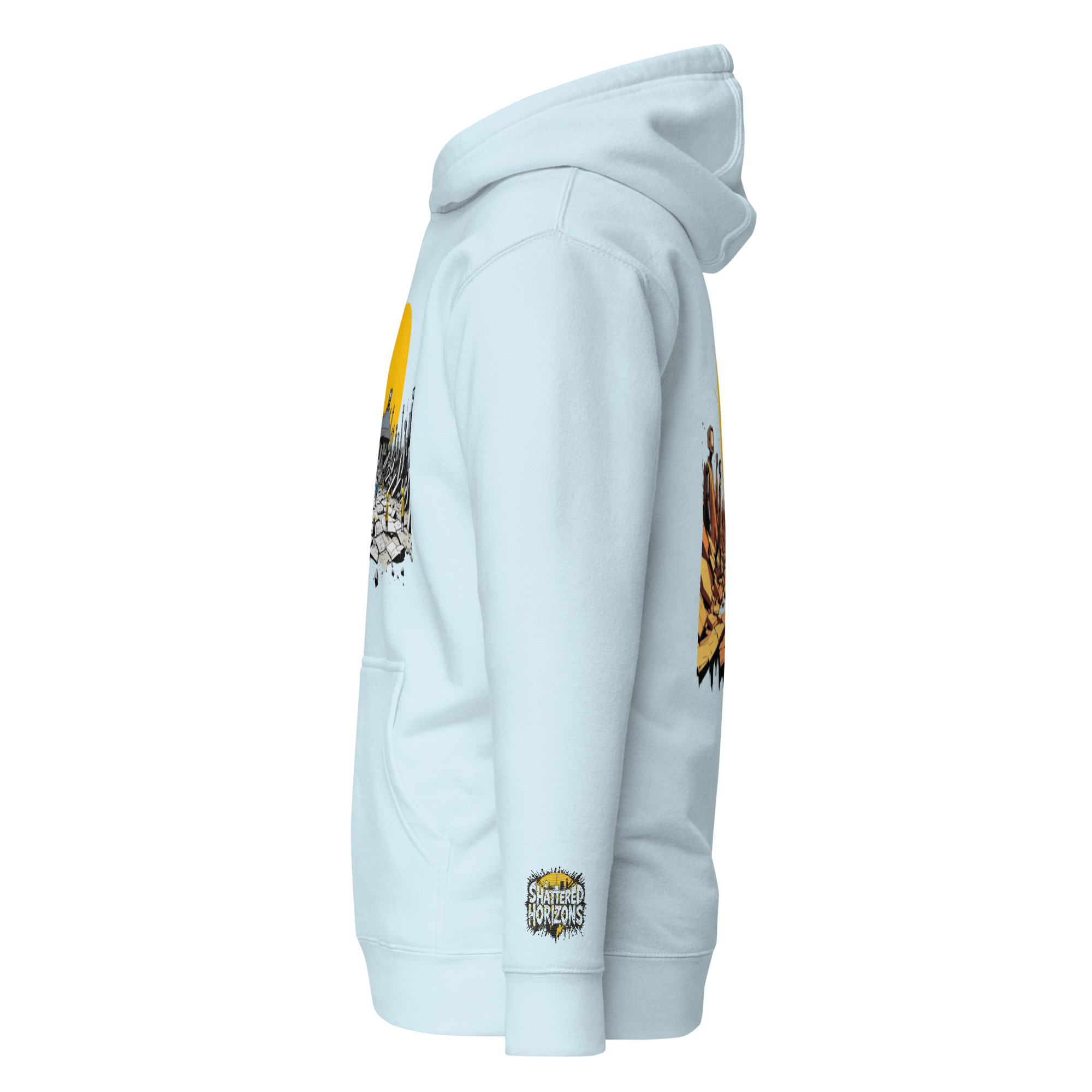 Sweat à capuche blanc Shattered Horizons – Streetwear minimaliste – Image 4