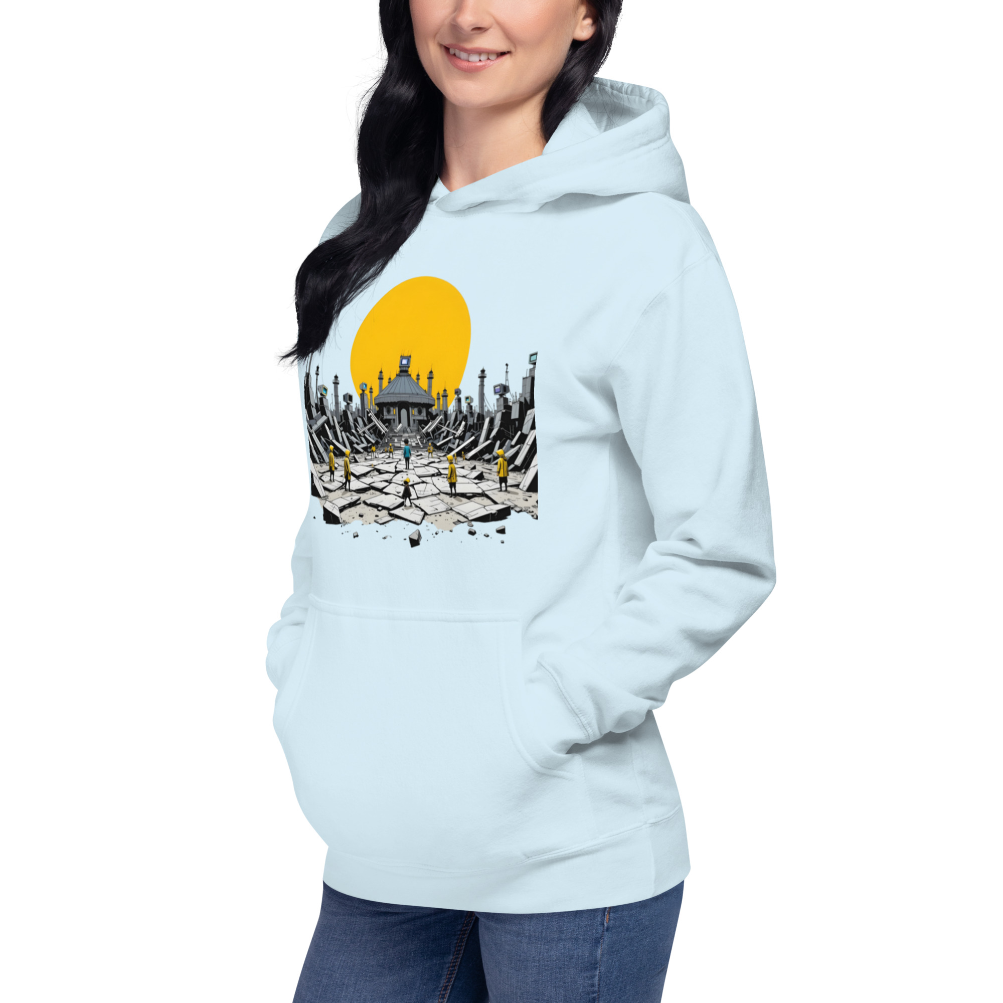 Sweat à capuche blanc Shattered Horizons – Streetwear minimaliste – Image 3