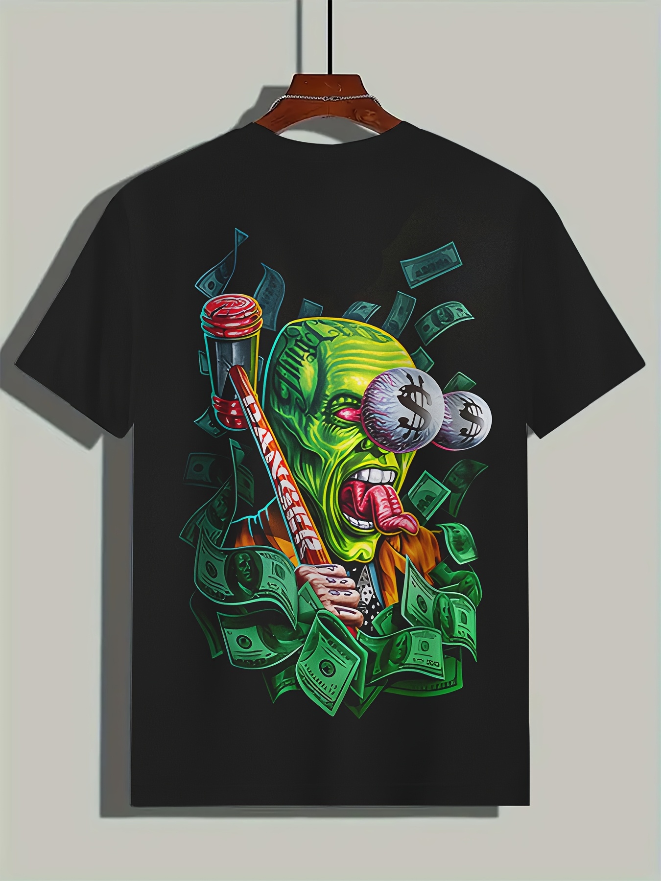 1pc T-shirt imprimé de dollars de dessin animé pour hommes – Image 4