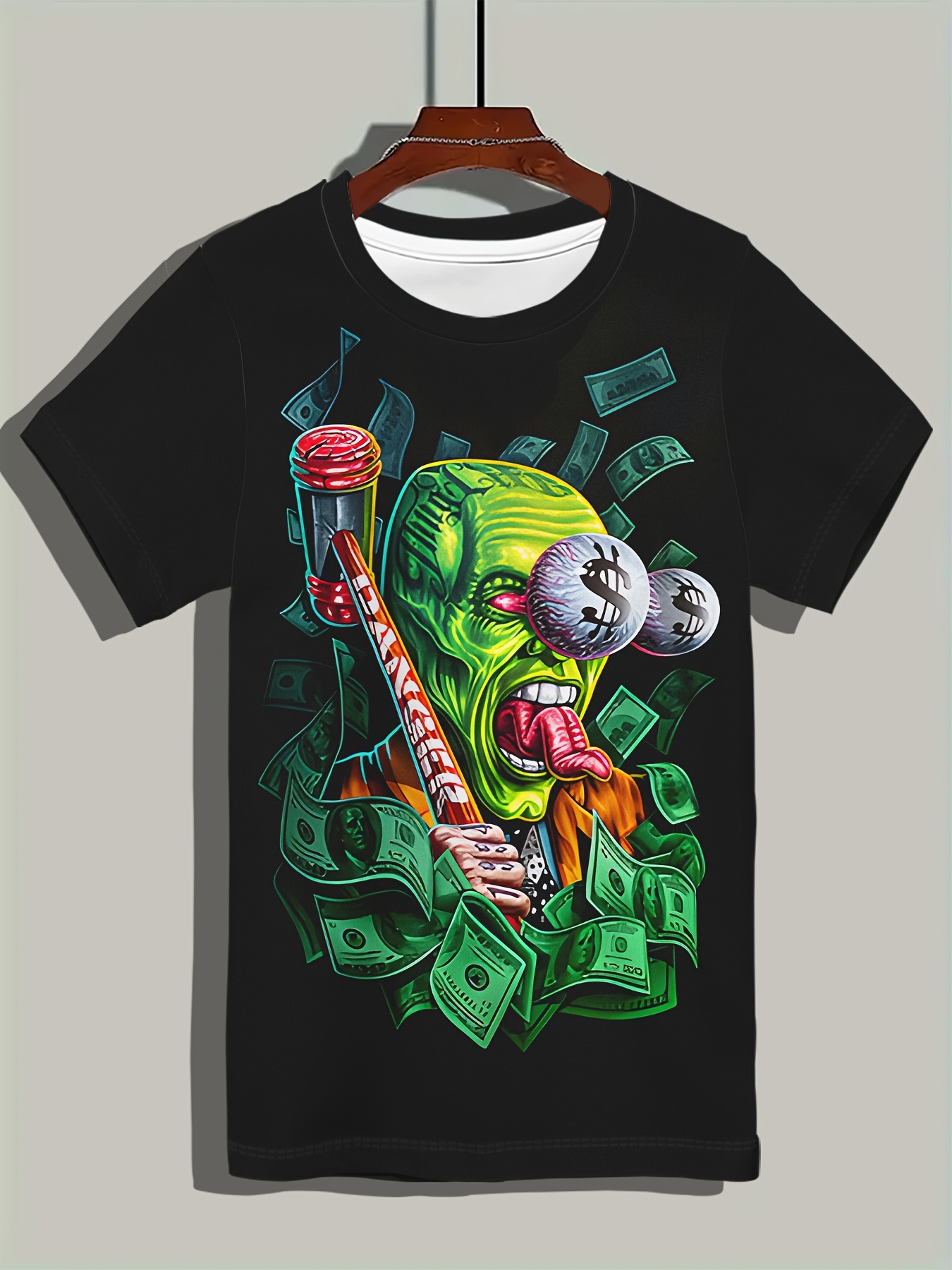 1pc T-shirt imprimé de dollars de dessin animé pour hommes