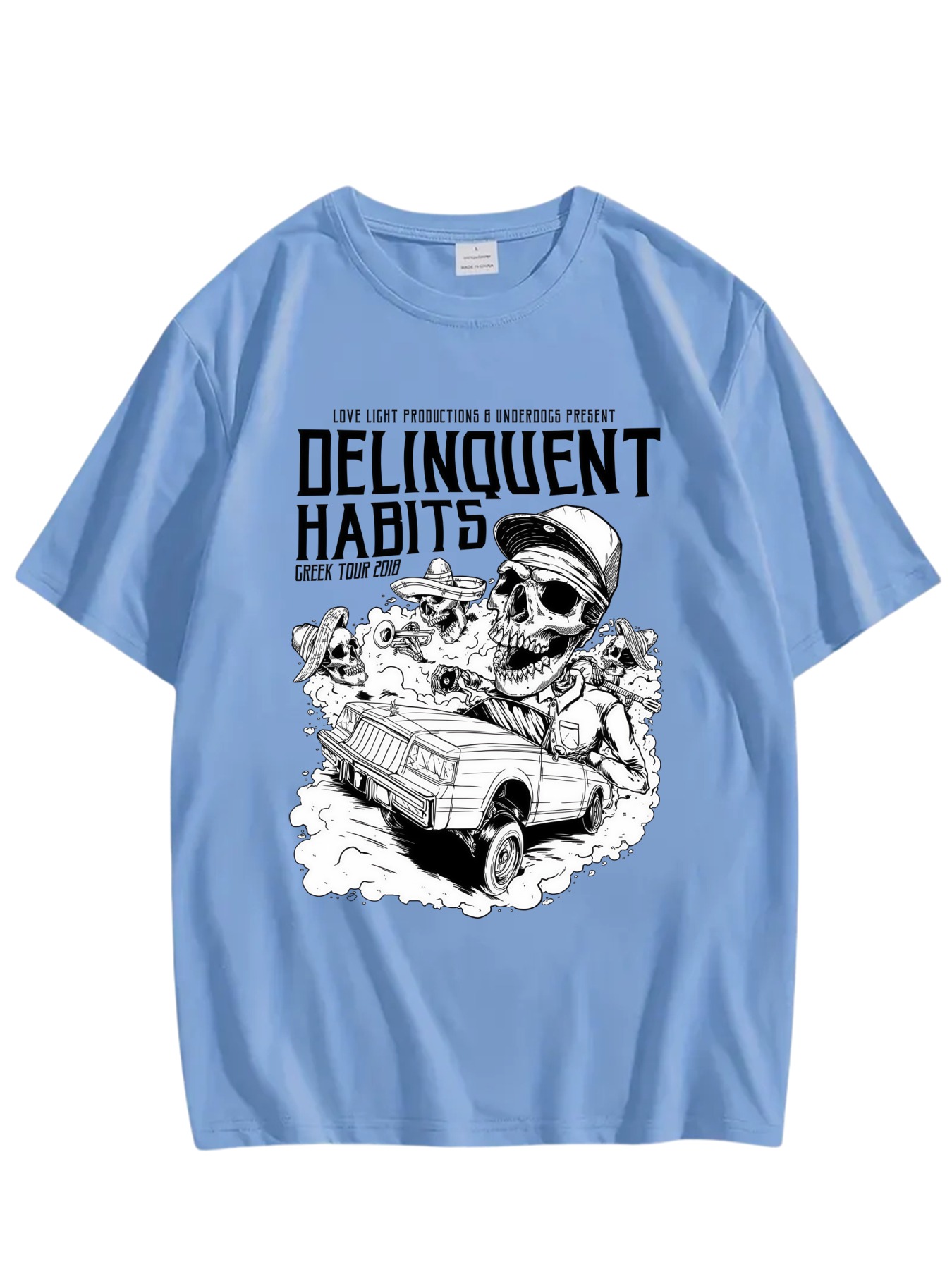 T-shirt Décontracté à Manches Courtes pour Homme – Imprimé Graphique Délinquant – Image 3