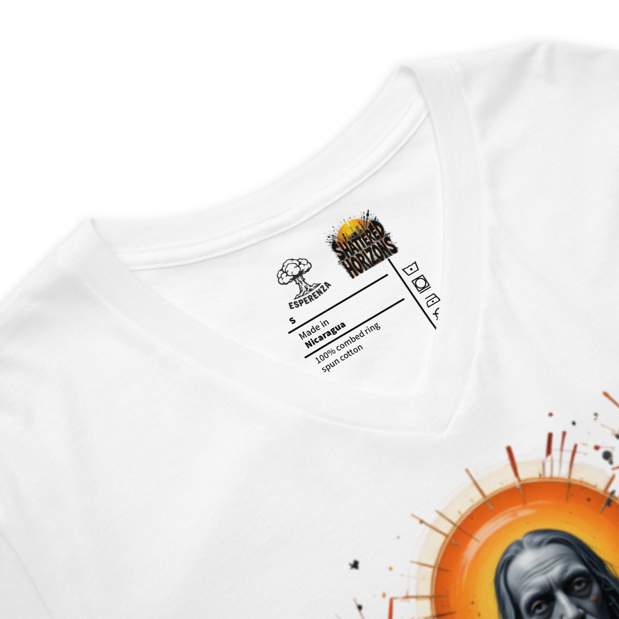 T-shirt Col V Unisexe – Shattered Horizons | Esperenza – Image 2